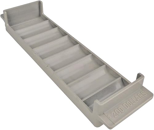 Bandeja de almacenamiento de plástico para monedas enrolladas, dólar entero, gris (5 bandejas)