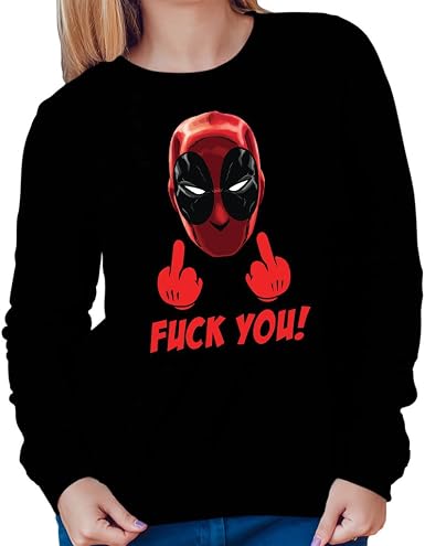 TeeTrumpet Fuck You Deadpool Women's Sweatshirt : Amazon.it: Abbigliamento