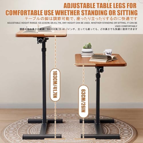 Mesa en forma de C para sofá con rotación de madera blanca para desayunar en la cama 5