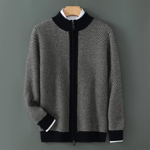 Men's Winter Thick Cashmere Cardigan Half High Collar Color Zipper Sweater Knitted Casual Soft Warm4