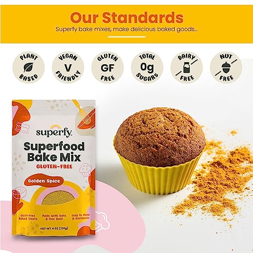 Superfy Superfood Golden Blend Gluten Free Cake Mix - Rich In Organic Oats, Flax Seed, Turmeric, And Ginger Cake Mix For Baking, Allergy Friendly Baking Mix - Baking Gifts For Women And Men (1 Pack) #TOP6