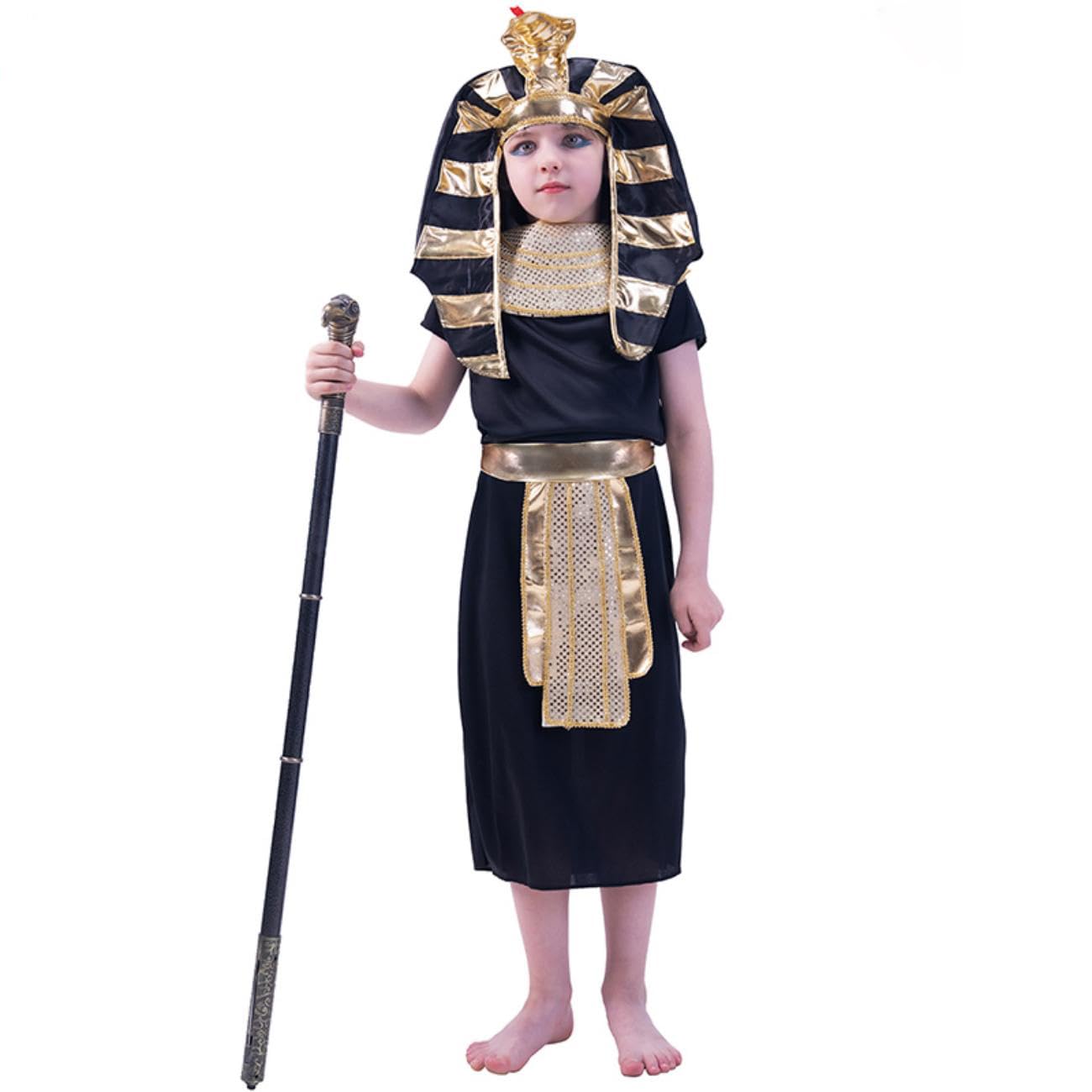 SEA HARE Boys Egyptian Pharaoh Prince Costume (L:10-12years), Black, L:10-12 Years