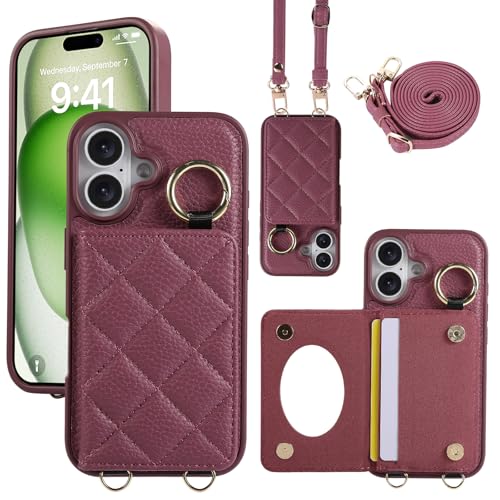 Étui iPhone 17 fin et léger bordeaux pour miroir maquillage nomade