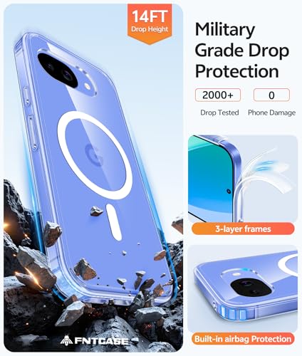 Image of FNTCASE for Google Pixel 10a Case: [Fit for Magsafe] [Screen Protector] Anti Yellowing Transparent Clear - Military Grade Shockproof Protective Phone Cover for Pixel 10A - Clear