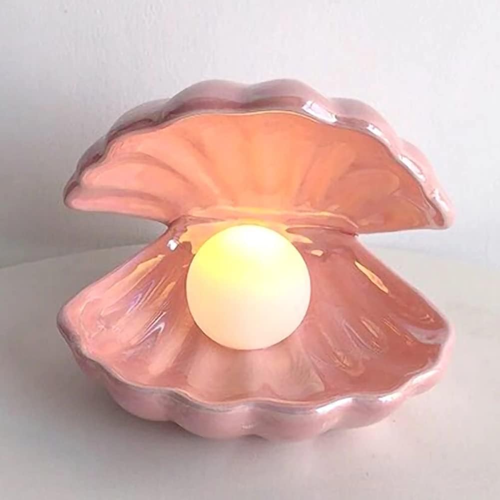 Koolouispoper Ins Japanese Style Ceramic Shell Pearl Night Light