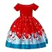 Produktbild Kobay Kinder Baby Mädchen Schulterfrei Weihnachten Santa Drucken Prinzessin Kleider Outfits(3-4T,Rot)