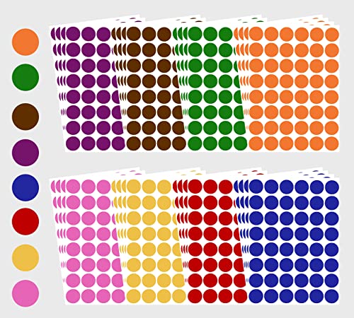 Royal Green Kids Colored Craft Stickers Colorful 5/8 Inch 17Mm - 1536 Pack - 8 Colors - 32 Sheets - Dot Labels For Children Fun, Games And Art #TOP6