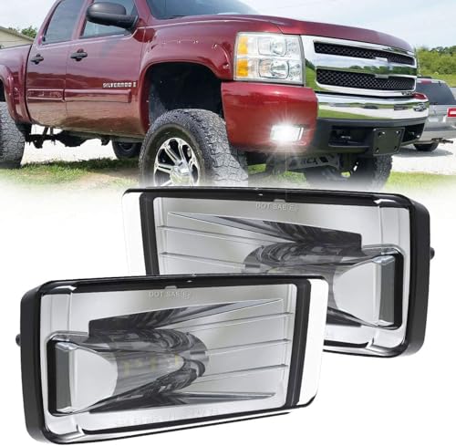 BICYACO Led Fog Lights 5202 w/Bulbs Compatible with Silverado 1500 2500 3500 2008-2014/ Avalanche 2007-2011 / Suburban 2007-2014/ Tahoe 2007-2014/ GMC 07-15 Sierra/Yukon w/Off-Road Package - Chrome