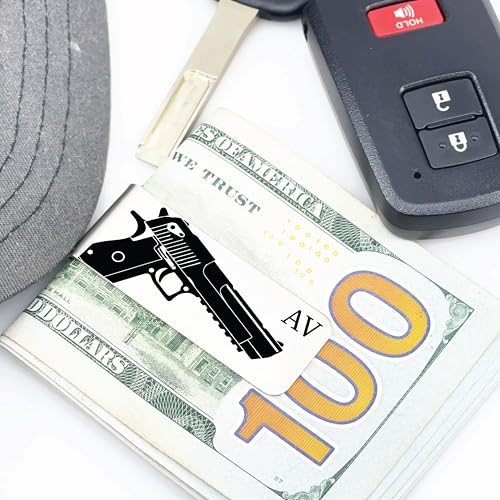Police Gun Money Clip Personalized Men's Wallet Initials Police Officer Gun Initials Money Wallet Personal Money Wallet Clip Police Weapon GUN-MONEY2