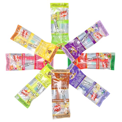 HONEYPUFF Mix Flavored Pop Tips with 77mm Length Glass Filters for Rolling Papers, Assorted 8 Flavors Ø7mm Sponge Filters
