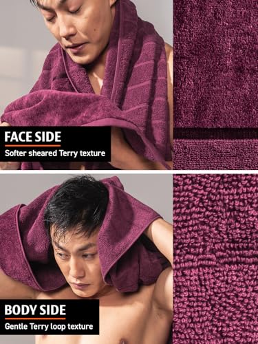 Image of DAMENSCH 100% Cotton Towel, Super Soft Towels for Bath Large Size, Ultra Absorbent, Quick Dry Towel for Women, Long Lasting Colours Towels for Bath Men-Serene Beige,Midday Maroon
