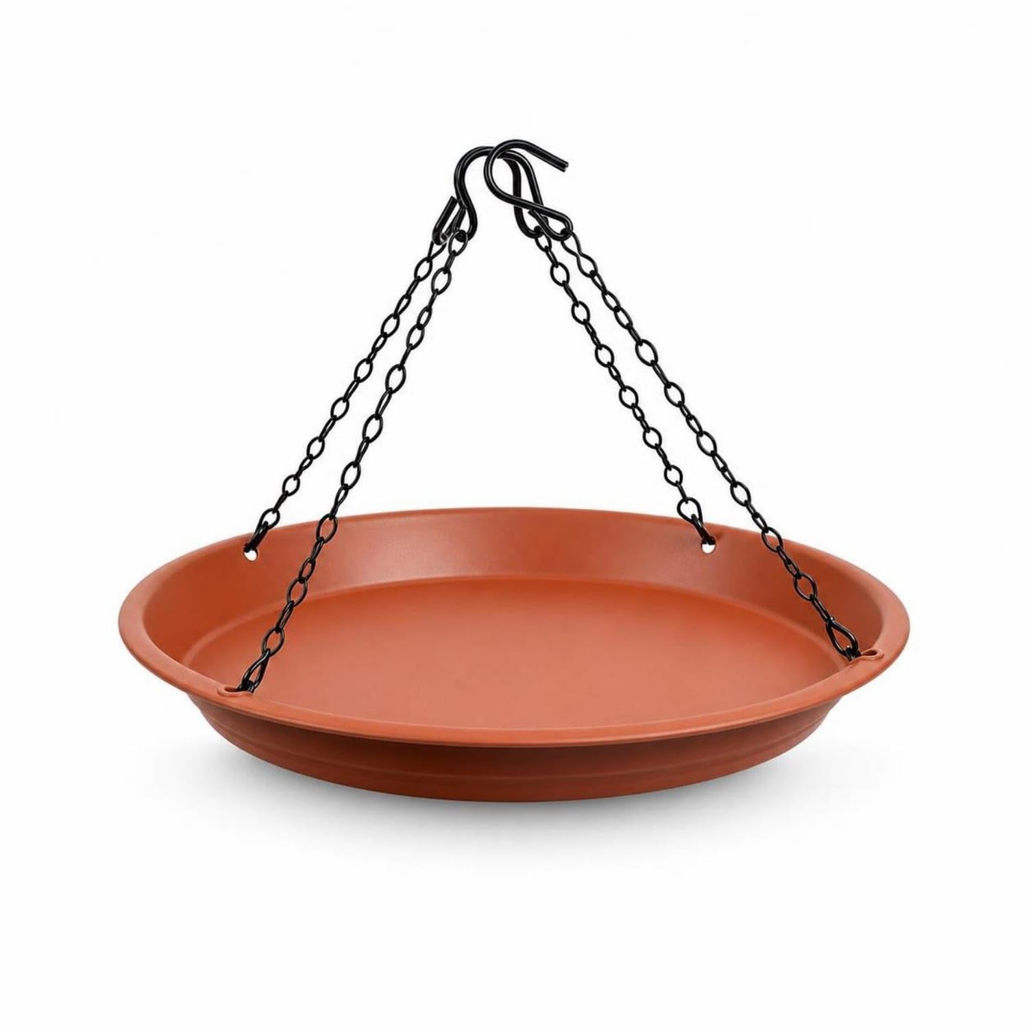 easy to hang hanging bird feeder tray outdoor bird feeder tray with chains outside sturdy for gardeners, garden, backyard, patio, brown red - 25cm