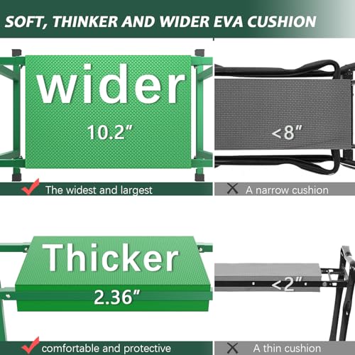 Image of Garden Kneeler and Seat, 10.2 inch Stable and Save Anti-Tipping with Handle | Multifunctional Gardening Stool for Seniors Kneeler Bench, Gardening Gifts for Women, Seniors Grandparents, Green