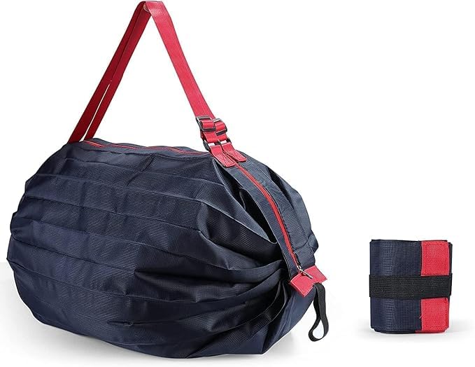Foldable Travel Duffel Bag with Adjustable Strap, Large Capacity Packable Overnight Bag,Black, Navy Blue and Red-image-46