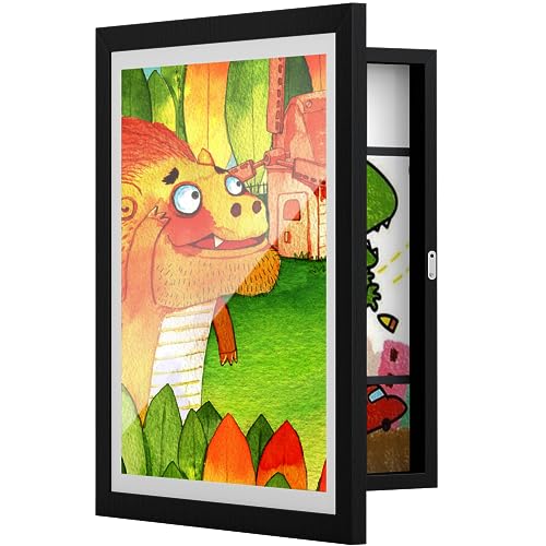 BAIJIALI Black Art Frames for Kids Artwork - Front Opening Holds 150 Drawings, 3D Crafts - 1 Packs 8.5x11 with mat or 10x12.5 without Mat