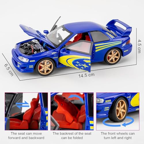 Image of FEXXA 1 /32 Compatible for Subaru Impreza WRX STI Model Car, Pull Back Diecast Collectible Car Toy with Sounds & Lights for Kids Boys Girls and Adults, Gift (Blue-Modified)