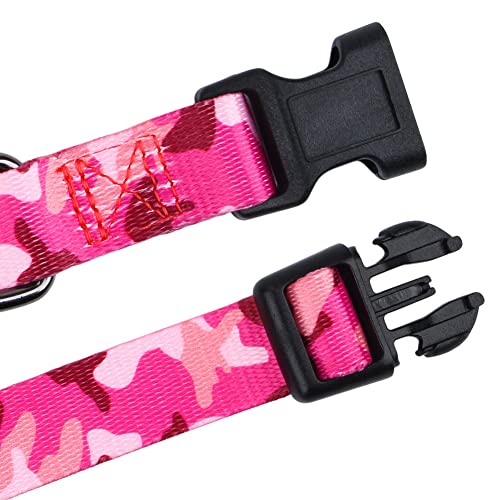 Rhea Rose Hundehalsband Sonderanfertigung Personalisierte weiche Halsbänder Pink Camo Medium