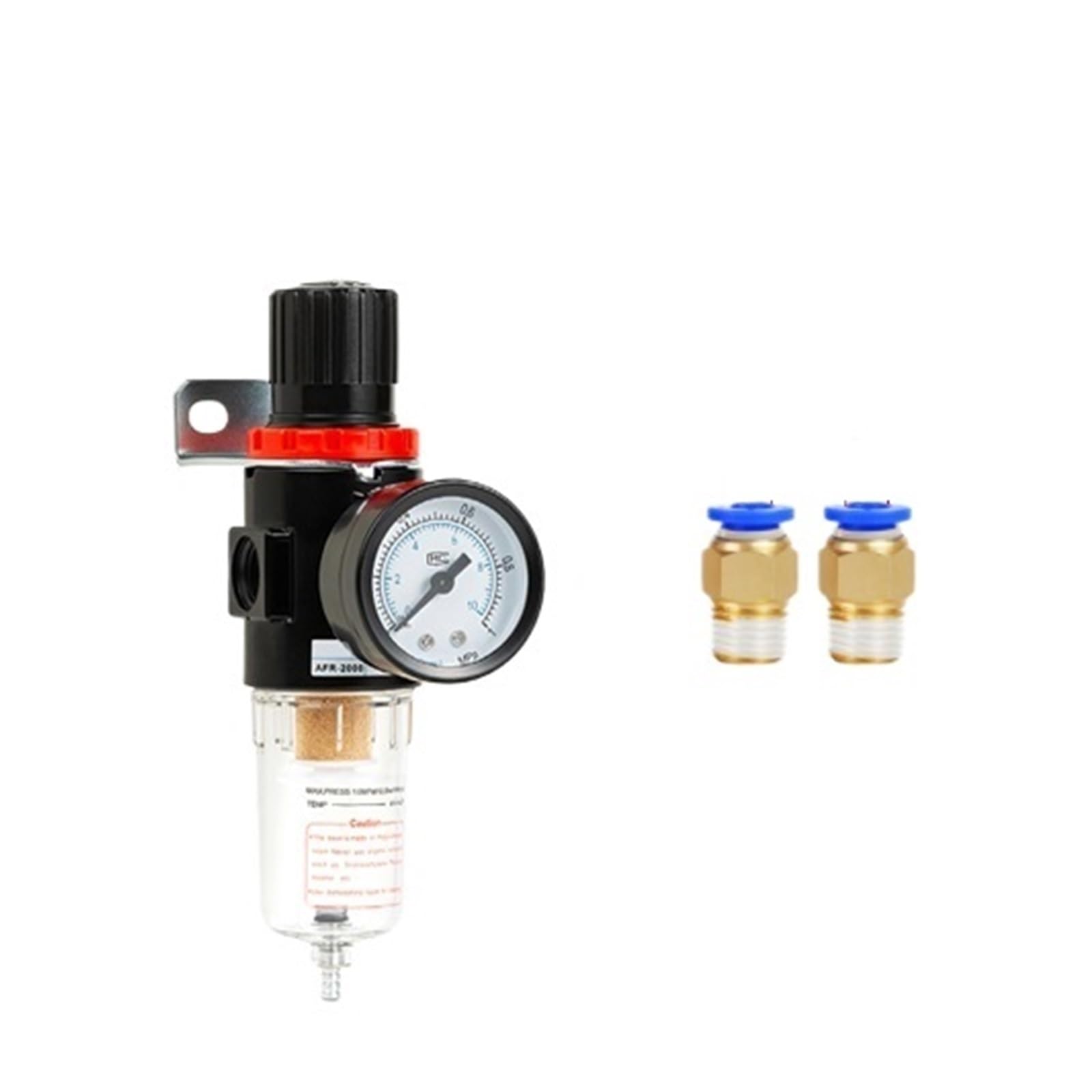 AFR2000 1/4 Filtro pneumatico per compressore d'aria Acqua Olio Separatore d'acqua Regolatore di pressione (AFR2000 e 10mm)