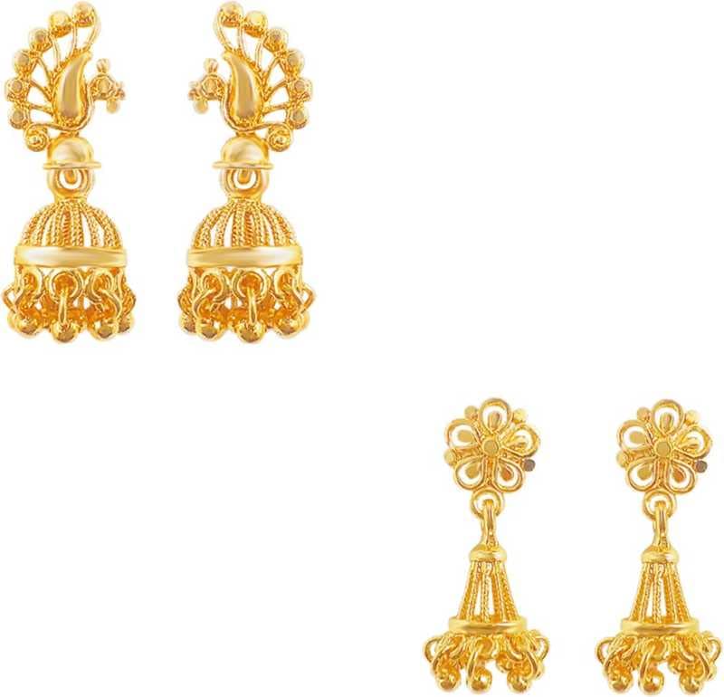 PANACHEE 2 Pairs of One gram gold Temple Earrings for girls and womens Alloy Jhumki Earring, Drops & Danglers (B09T38NKHK) Amazon Price History, Amazon Price Tracker