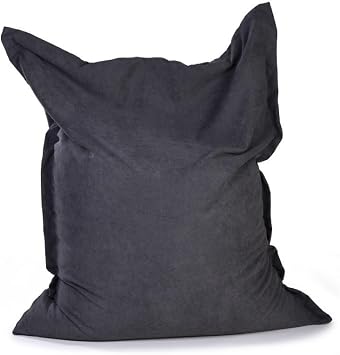 King Square Sofa Bed Cover Bean Bag Chair Pillowsac Pouf Cover Without Filler Thick Soft Waterproof Cotton Bean Bag Sofa Bed Salon Chaise Lounge for Home, Bedroom, Living Room Color Dark Grey, Si