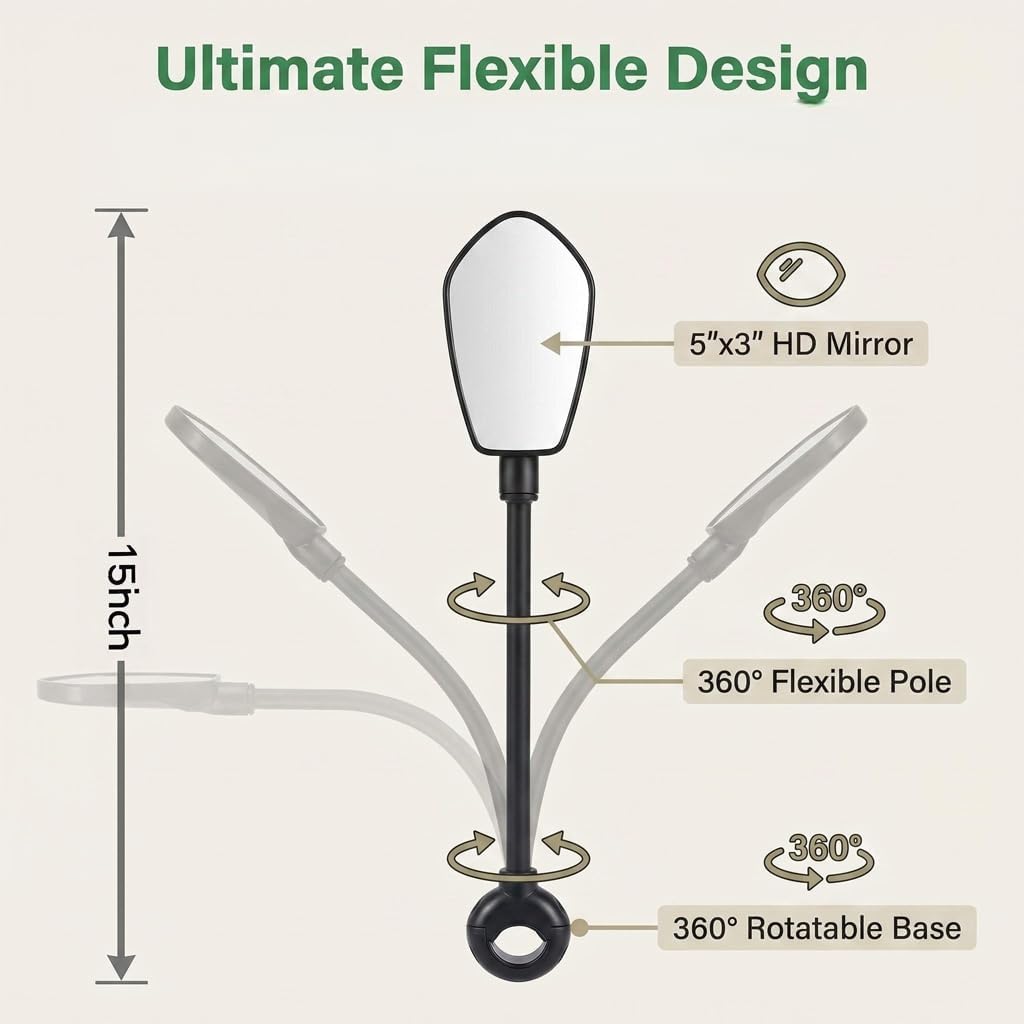 Bike Mirror, 360° Adjustable Handlebar Rearview Mirror, HD Acrylic Convex Wide Angle Bicycle Mirror, Safe Cycling Accessory for E-Bike, Scooter, Mountain Bike (2pack)
