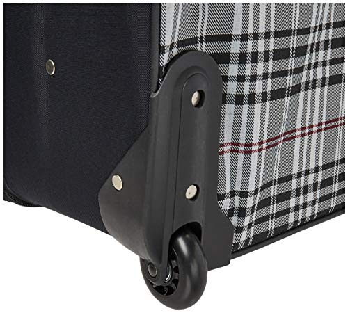 Image of Rockland Fashion Softside Upright Luggage Set, Telescoping Handles, Black Plaid, 4-Piece (14 /19 /24 /28)