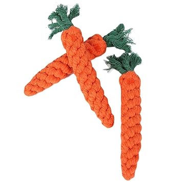 Sai Pet Product Durable Dog Chew Plush Rope Puppy Dental Teething Cleaning Chewing Molar Cotton Knot Clean Teeth Healthy Chew Fun Toy for Puppies (Color May Vary) (Carrot)