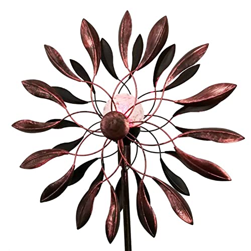 Tiuauit Leaves Windmill Vintage Bronze Wind Spinner Outdoor Metal Art Solar Wind Runner Willow Patio Lawn Garden Decor #TOP20