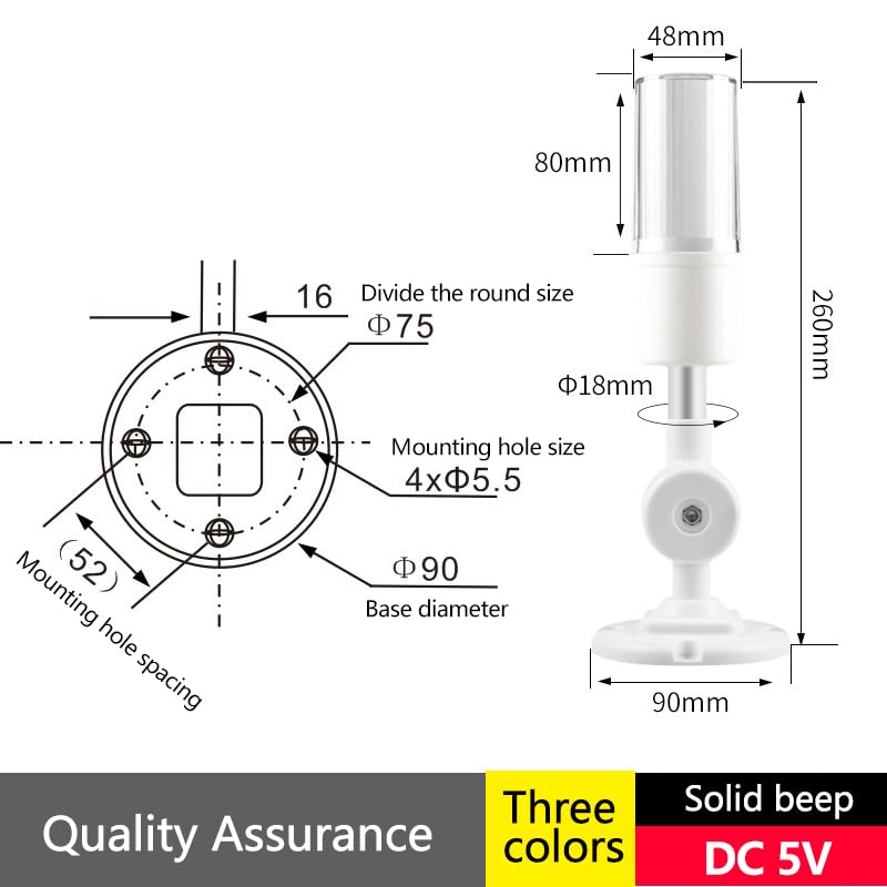 Sviluppo software programmabile USB Luce di avvertimento a tre colori 5V Lampada di allarme di segnale Macchina utensile Attrezzatura Indicatore luci con cicalino