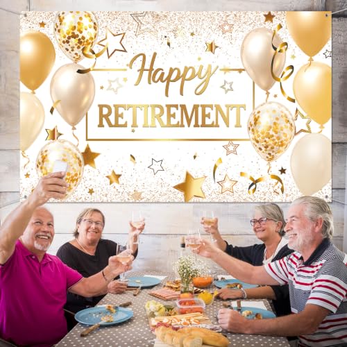 Image of Blulu Retirement Party Decorations,72.8 x 43.3 Inch,White Gold