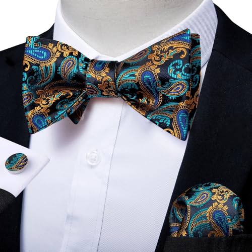 Corbata de moño ajustable para hombre paisley boda miniatura 2