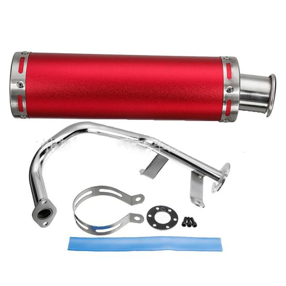Wai Danie Motorcycle Exhaust Muffler Scooter Performance Exhaust Stainless Pipe For GY6 4 Stroke 50CC 80CC 100CC Scooter QMB139 Exhaust Stainless Pipe 139QMB 1P39QMB Chinese Scooter Moped Red