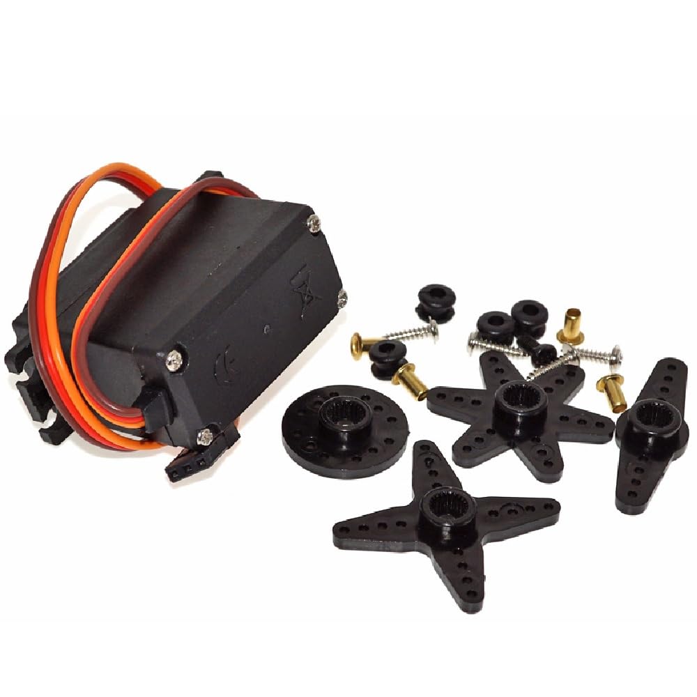 5 x MG 996R Servo Motor 360° Digital de Alto Torque con Engranajes Metálicos, Incluye Accesorios de Montaje y Cable