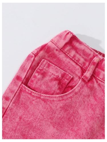 Milumia Girl's Elastic Waisted Denim Jeans Pants Loose Fit Raw Hem Wide Leg Trousers3