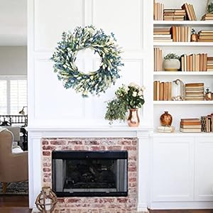 24 Inch Summer Spring Blue Ivory Lavender Flower Wreath for Front Door, Rustic and Farmhouse Wild Flowers Wreath for Inside and Outside, Coastal Blue Home Decorating 24 Inch Summer Spring Blue Ivory Lavender Flower Wreath for Front Door Rustic and Farmhouse Wild Flowers Wreath for Inside and Outside Coastal Blue Home Decorating