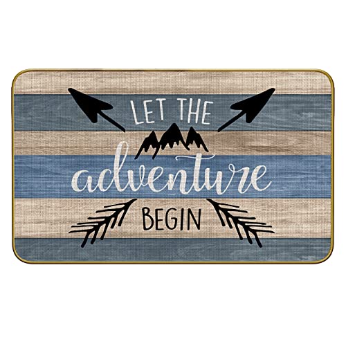 Mingnei Let The Adventure Begin Camper Doormat Door Mat for Rv Home Entrance, Camping Floor Mats for House Front Indoor Inside Outdoor Outside Entryway Rug 30 x 17 Welcome Mat