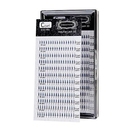 Eyelash Extension 3D Volume Tray Lash / Pre Made 3D Fan / Russian Volume / C Curl / Thickness 0.07~0.20 mm / Length 8~15 or MIX (0.07mm, MIX)