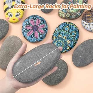 Simetufy 20 PCS River Rocks for Painting, 3.3-4.5'' Large Rocks for Painting, Rock Painting for Kids, Smooth and Flat Rocks Painting Rocks for DIY & Arts
