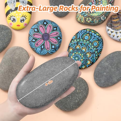 image for Simetufy 15 Pcs Large Rocks for Painting, 4-5 Inch River Rocks Paintin