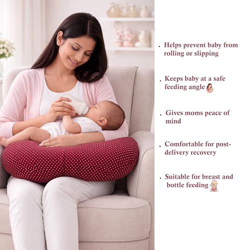 Image of Fareto Combo of Baby Bed with Net | Carry Bag | 4 Pcs Bedding Set (0-6 Months, Baby Size, Cotton) (Polka red)