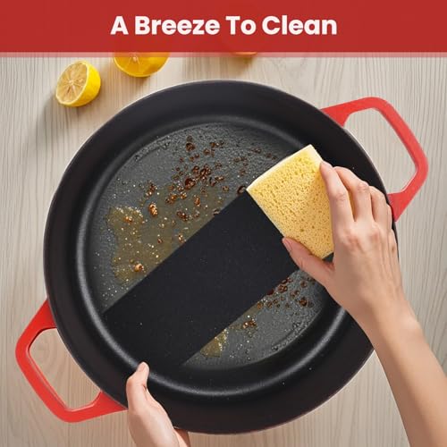 Emaillierter Gusseiserner Dutch Oven-Topf Mit Deckel Und Zwei Griffen, Runder Gusseiserner Dutch Oven-Topf Zum Schmoren, Schmoren, Kochen, Marinieren, Kochen, Backen, KüHlen, Servieren