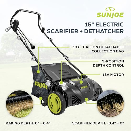 Image of Sun Joe 15-Inch Lawn Dethatcher with Scarifier Blade Reel, AJ805E