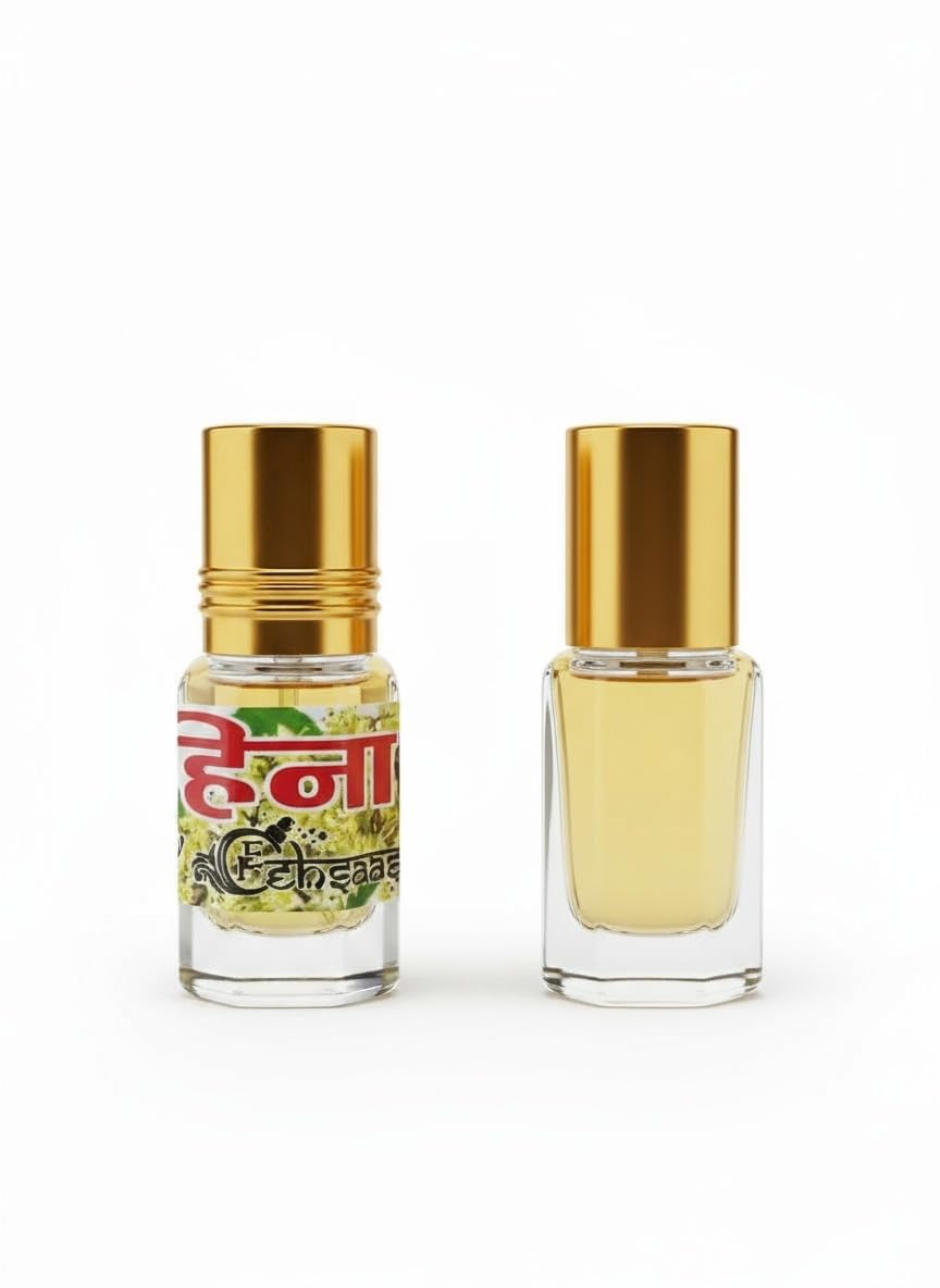 Heena Ehsaas Concentrated Perfume Oil, Alcohol-Free Attar, Henna Floral Fragrance, Roll-On Bottle with Gold Cap-image-23