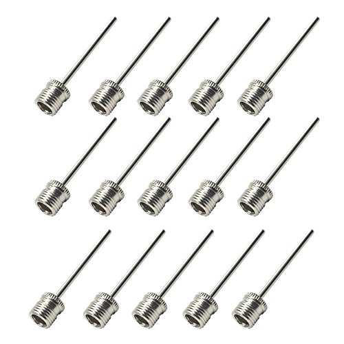 GenericABCDEFG Bluecell 15 Pcs Silver Color Metallic Air Inflation Needle for Sport Football/Basketball/Soccer/Gym
