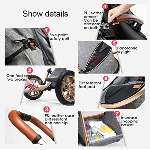 kinderwagens Reis Kinderwagen Joggende Kinderwagen Lichtgewicht Kinderwagens Vanaf De Geboorte Met Luiertas, Frame Van… - Afbeelding 7