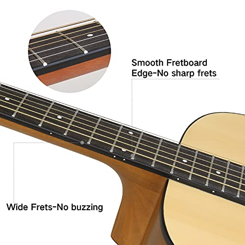 Guitare acoustique pleine grandeur 4/4,Hricane guitare folk Dreadnought 41″ pour débutants, adultes, table en acajou et épicéa avec accordeurs, clips variables, accordeurs et sac (naturel, HSM-401) - Les Beatles, Paul McCartney, John Lennon, RIngo Starr, George Harrison Guitare acoustique pleine grandeur 4/4,Hricane guitare folk Dreadnought 41" pour débutants, adultes, table en acajou et épicéa avec accordeurs, clips variables, accordeurs et sac (naturel, HSM-401) – Image 6