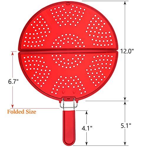 K Kirkwood Kitchen Splatter Screen For Frying Pan Foldable Grease Splatter Guard Silicone Splatter Shields Multifunction Oil Screen For Skillet With Folding Handle Bacon Splatter Screen Strainer #TOP6