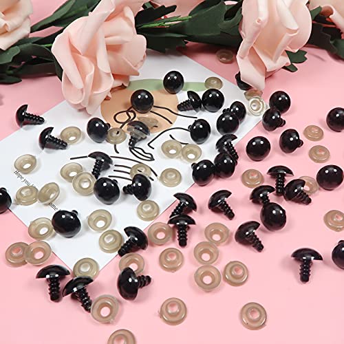 TOAOB 50pcs Safety Eyes 14mm Black Plastic Animals Doll Eyes with Washers for Crochet Craft Puppet Making - Image 4