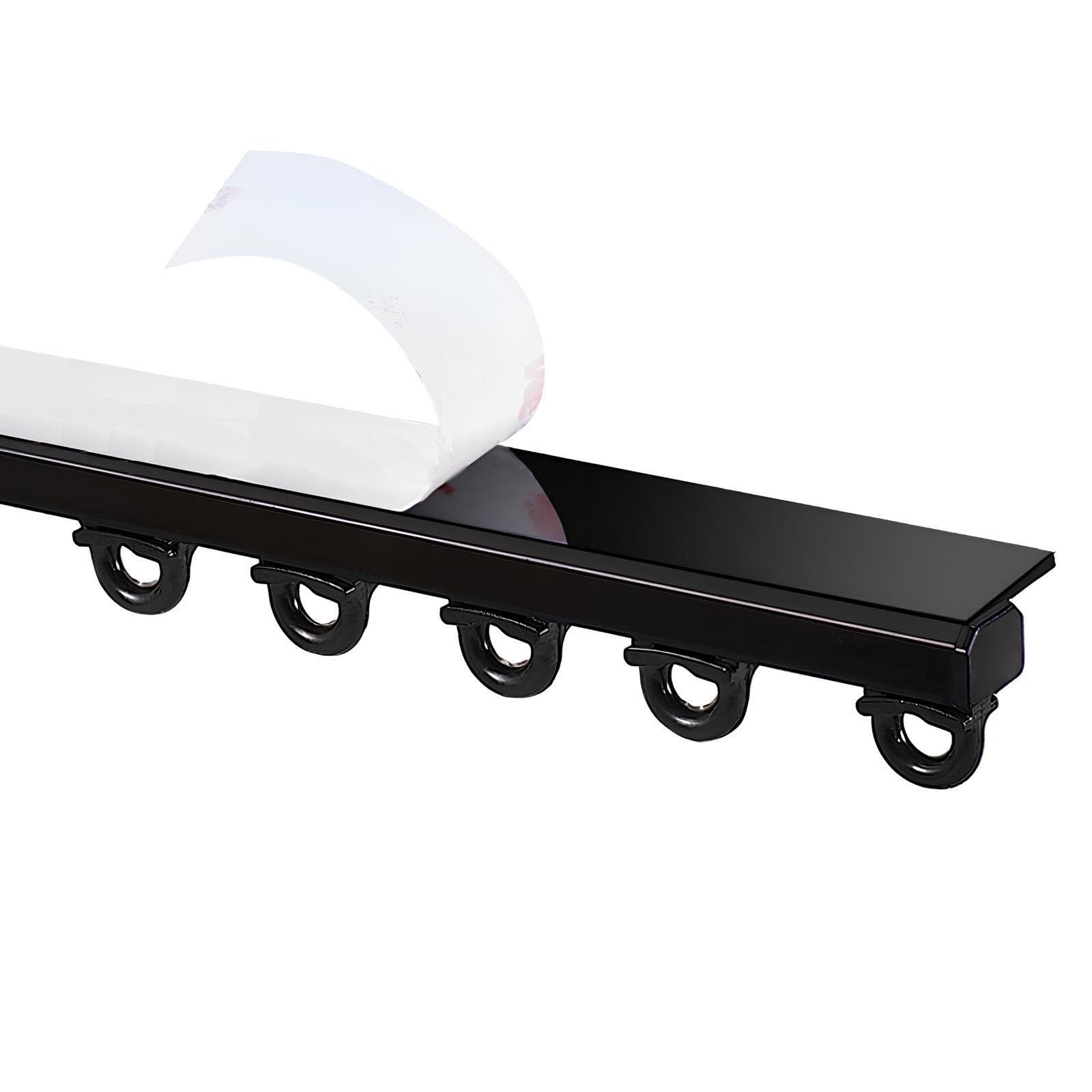 VQWQV Ultra Thin Self Adhesive Curtain Rods, Ceiling Or Wall Mounted, Aluminum Hidden Curtain Track System, For Bedroom/Window/RV(Color:Black-Ceiling,Size:300cm(2 * 150cm))