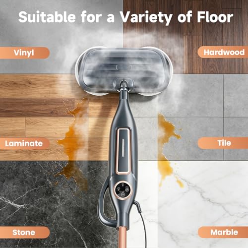 Image of DEVOAC VM6 Scrubbing Steam Mop with Rotating Mop Pads, 10 in 1 Steam Mop, Lightweight Spin Mop & 3 Steam Modes for Hard Floor Laminate Marble Floors (Dark)